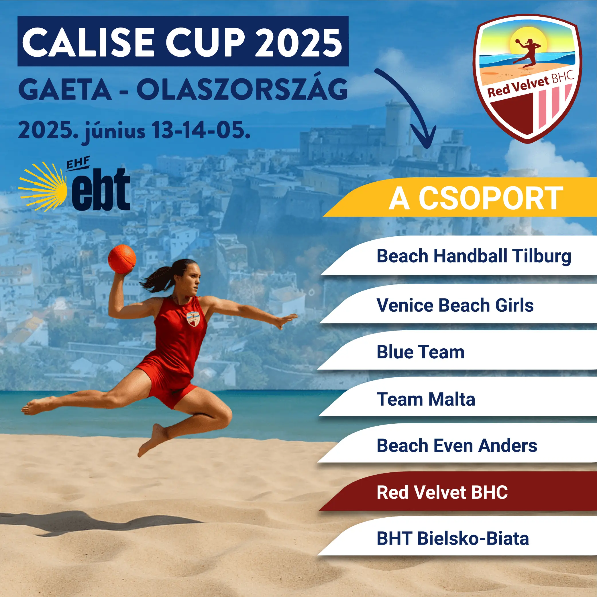 Red Velvet BHC részt vesz a Calise Cup 2025 strandkézilabda tornán